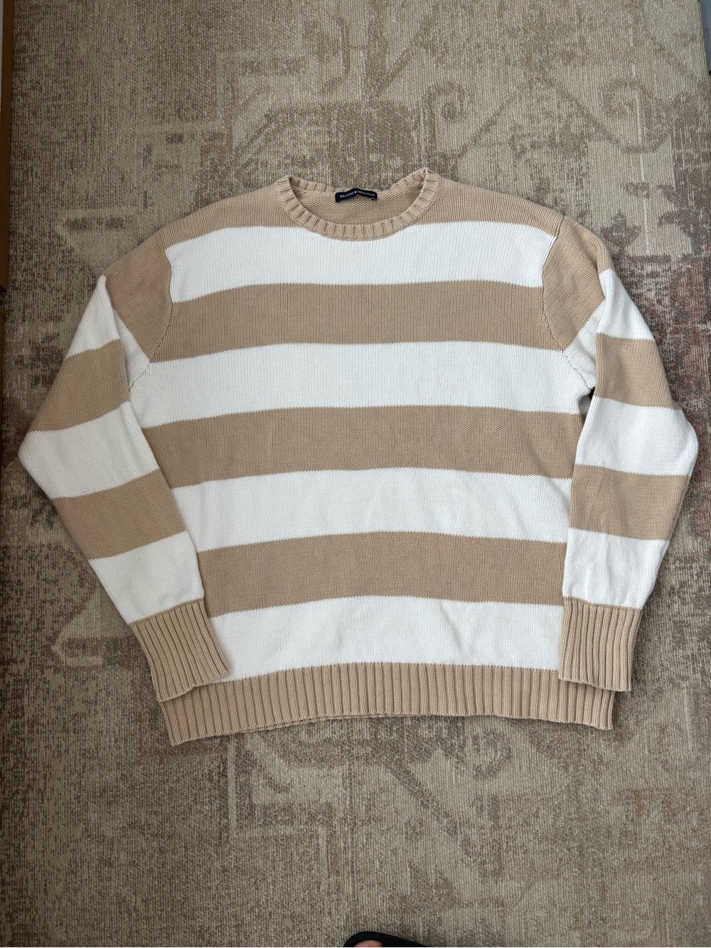 Brandy Melville white and beige striped sweater